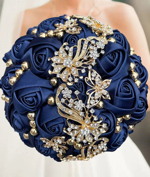 Prom Bouquet Rose Navy Bridesmaid Bridesmaid Holding Flowers for Wedding Decoration - Lusy Store LLC