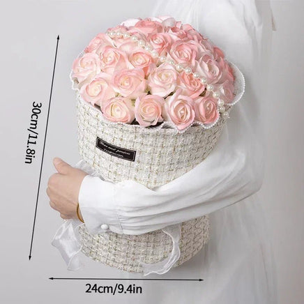 Prom Bouquet Roses Soap Flower Artificial Brides Bouquet Gifts S5 soap Flowers 24x30cm 9.4x11.8"