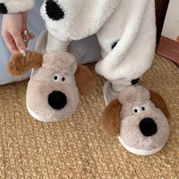 Puppy Slippers Cotton Cute For Men And Women Plush Home Palm Dog Slippers Khaki