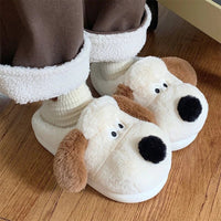 Puppy Slippers Cotton Cute For Men And Women Plush Home Palm Dog Slippers Creamy-white