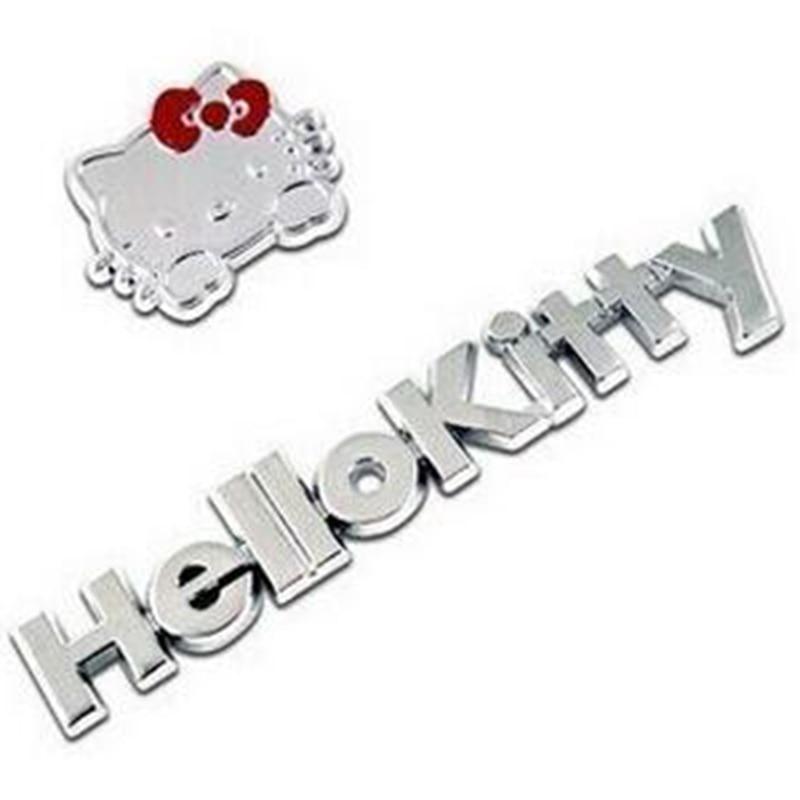 Pure Metal 3D Cartoon Hello Kitty Car Sticker Kit Cat Cover Scratch - Lusy Store