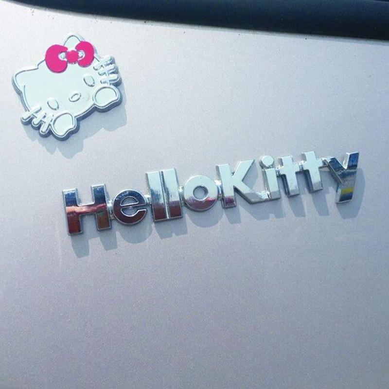 Pure Metal 3D Cartoon Hello Kitty Car Sticker Kit Cat Cover Scratch - Lusy Store