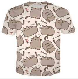 Pusheen Cat cartoon t shirt Cartoon 3d Tee - Lusy Store