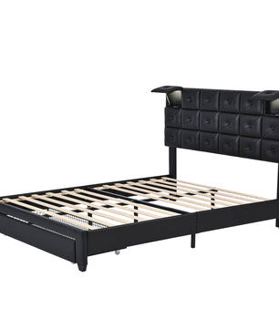 Queen Bed PU Platform Bed Upholstered Storage Bed F399 - Lusy Store