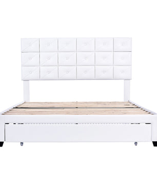 Queen Bed PU Platform Bed Upholstered Storage Bed F399 - Lusy Store