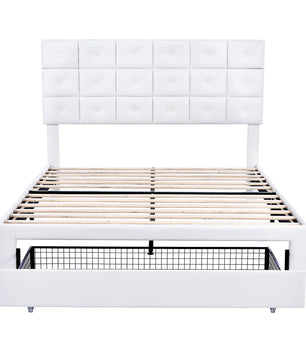 Queen Bed PU Platform Bed Upholstered Storage Bed F399 - Lusy Store