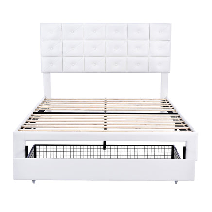 Queen Bed PU Platform Bed Upholstered Storage Bed F399 - Lusy Store