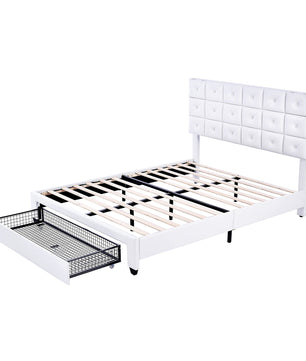 Queen Bed PU Platform Bed Upholstered Storage Bed F399 - Lusy Store