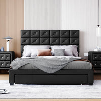 Queen Bed PU Platform Bed Upholstered Storage Bed F399 - Lusy Store