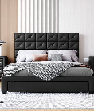 Queen Bed PU Platform Bed Upholstered Storage Bed F399 - Lusy Store