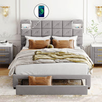 Queen Bed PU Platform Bed Upholstered Storage Bed F399 - Lusy Store