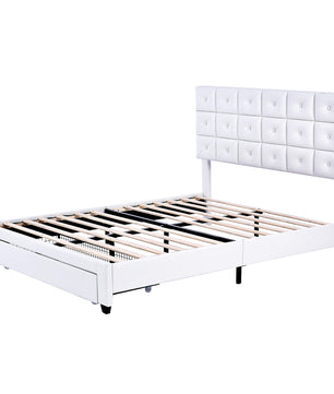 Queen Bed PU Platform Bed Upholstered Storage Bed F399 - Lusy Store