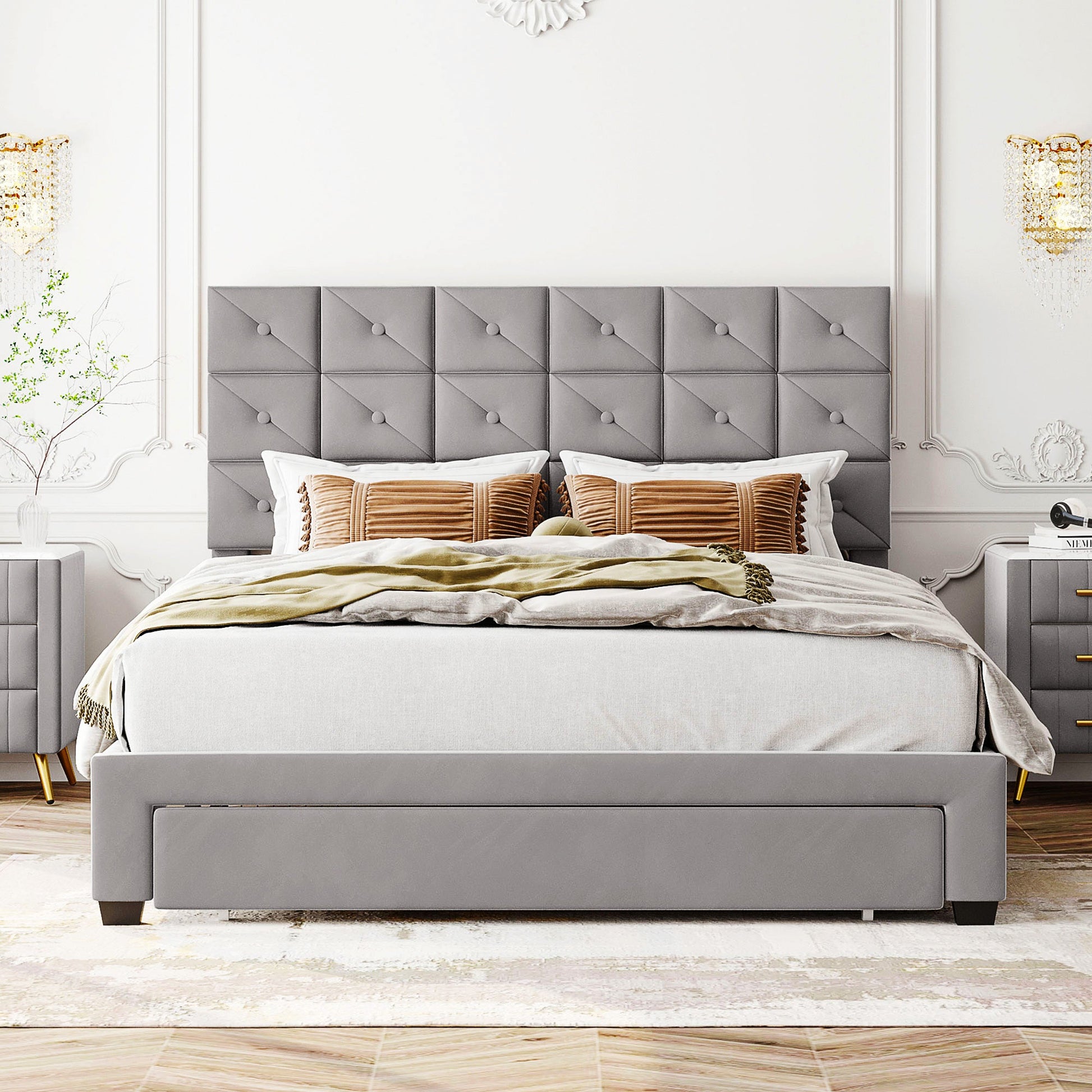 Queen Bed PU Platform Bed Upholstered Storage Bed F399 - Lusy Store