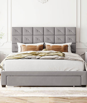 Queen Bed PU Platform Bed Upholstered Storage Bed F399 - Lusy Store