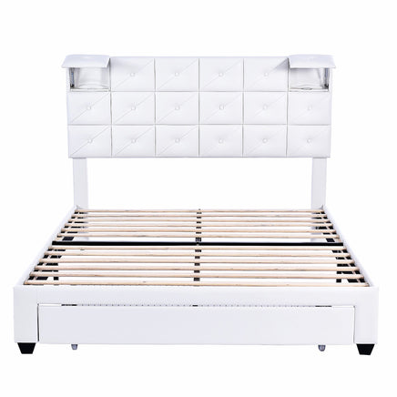 Queen Bed PU Platform Bed Upholstered Storage Bed F399 - Lusy Store