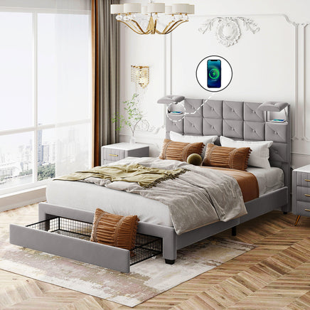 Queen Bed PU Platform Bed Upholstered Storage Bed F399 - Lusy Store