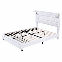 Queen Bed PU Platform Bed Upholstered Storage Bed F399 - Lusy Store