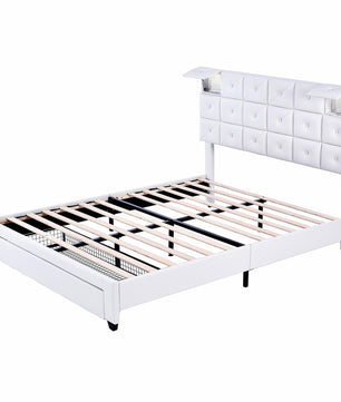Queen Bed PU Platform Bed Upholstered Storage Bed F399 - Lusy Store