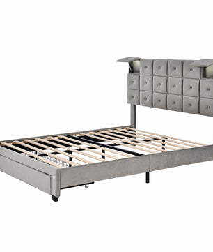 Queen Bed PU Platform Bed Upholstered Storage Bed F399 - Lusy Store