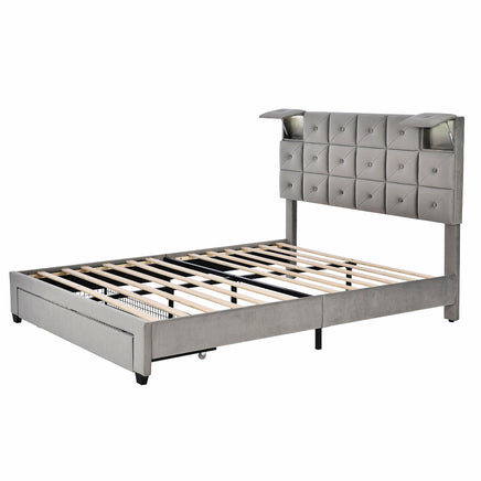 Queen Bed PU Platform Bed Upholstered Storage Bed F399 - Lusy Store