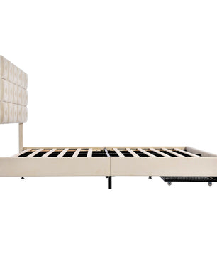 Queen Bed PU Platform Bed Upholstered Storage Bed F399 - Lusy Store