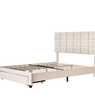 Queen Bed PU Platform Bed Upholstered Storage Bed F399 - Lusy Store