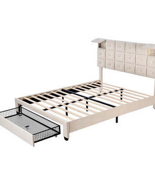 Queen Bed PU Platform Bed Upholstered Storage Bed F399 - Lusy Store