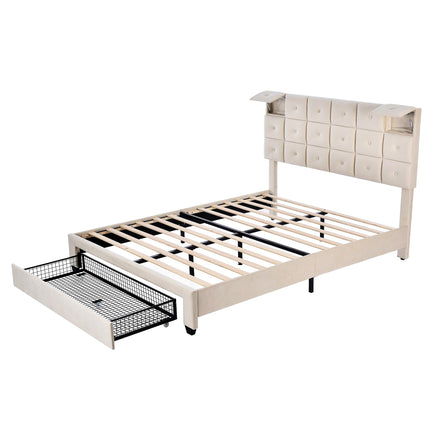 Queen Bed PU Platform Bed Upholstered Storage Bed F399 - Lusy Store