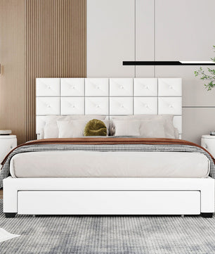 Queen Bed PU Platform Bed Upholstered Storage Bed F399 - Lusy Store