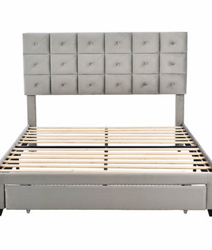 Queen Bed PU Platform Bed Upholstered Storage Bed F399 - Lusy Store