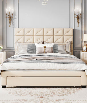 Queen Bed PU Platform Bed Upholstered Storage Bed F399 - Lusy Store
