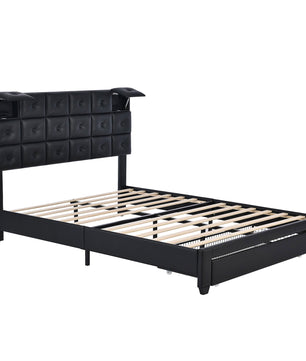 Queen Bed PU Platform Bed Upholstered Storage Bed F399 - Lusy Store