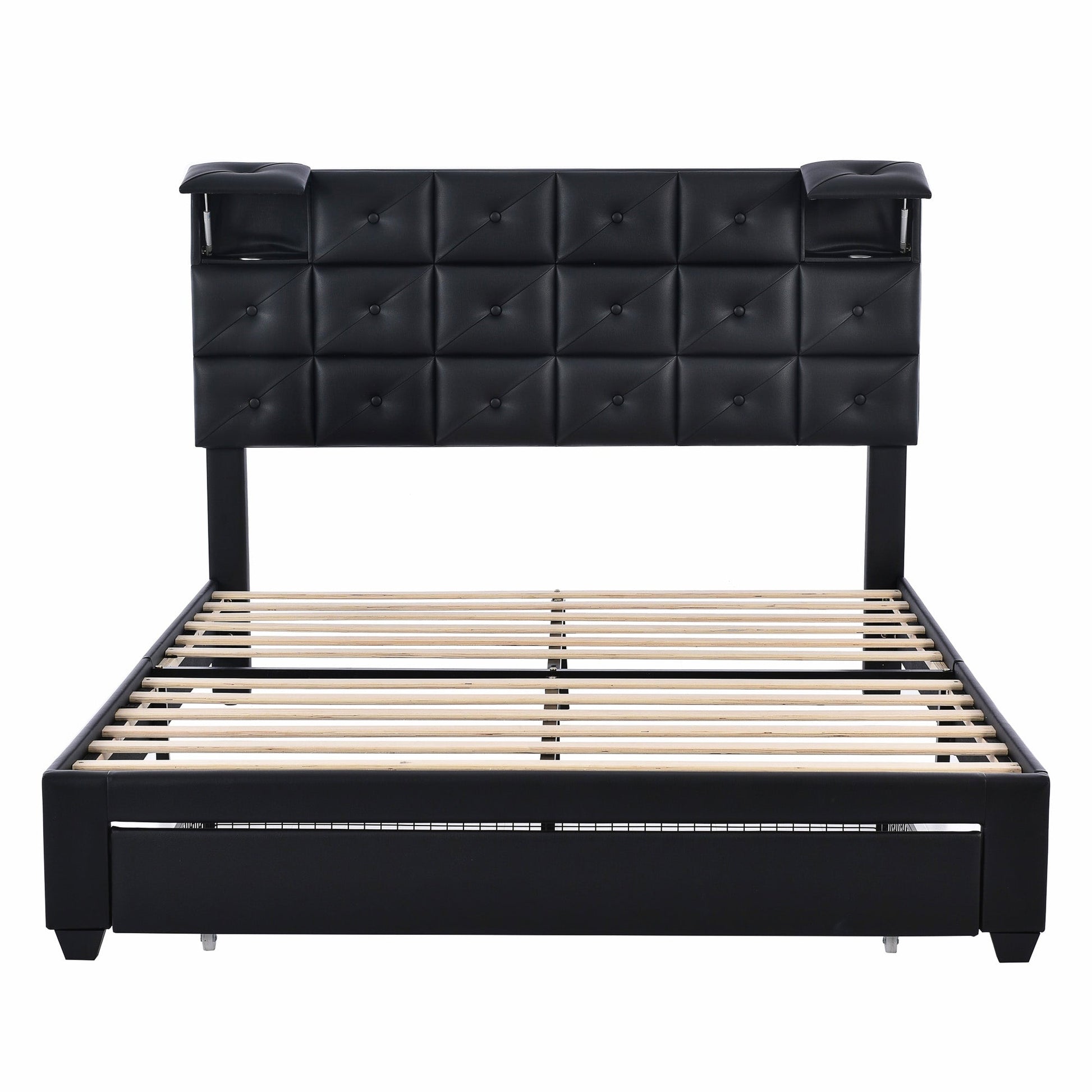 Queen Bed PU Platform Bed Upholstered Storage Bed F399 - Lusy Store