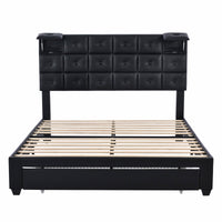 Queen Bed PU Platform Bed Upholstered Storage Bed F399 - Lusy Store