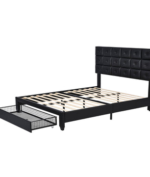 Queen Bed PU Platform Bed Upholstered Storage Bed F399 - Lusy Store