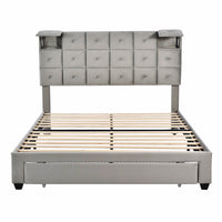 Queen Bed PU Platform Bed Upholstered Storage Bed F399 - Lusy Store