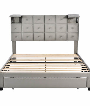 Queen Bed PU Platform Bed Upholstered Storage Bed F399 - Lusy Store