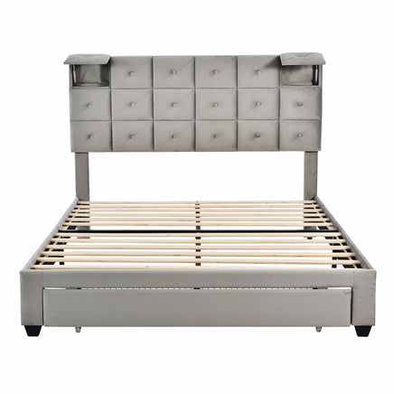 Queen Bed PU Platform Bed Upholstered Storage Bed F399 - Lusy Store