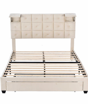 Queen Bed PU Platform Bed Upholstered Storage Bed F399 - Lusy Store