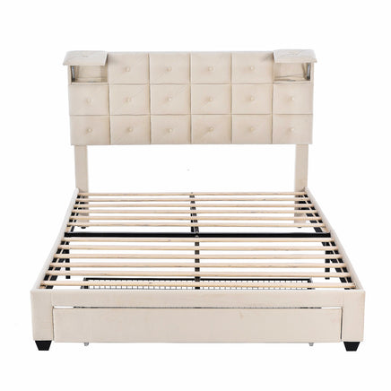 Queen Bed PU Platform Bed Upholstered Storage Bed F399 - Lusy Store