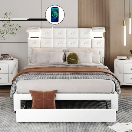 Queen Bed PU Platform Bed Upholstered Storage Bed F399 - Lusy Store