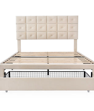 Queen Bed PU Platform Bed Upholstered Storage Bed F399 - Lusy Store