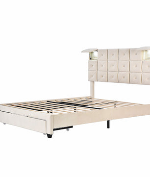 Queen Bed PU Platform Bed Upholstered Storage Bed F399 - Lusy Store