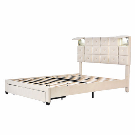 Queen Bed PU Platform Bed Upholstered Storage Bed F399 - Lusy Store