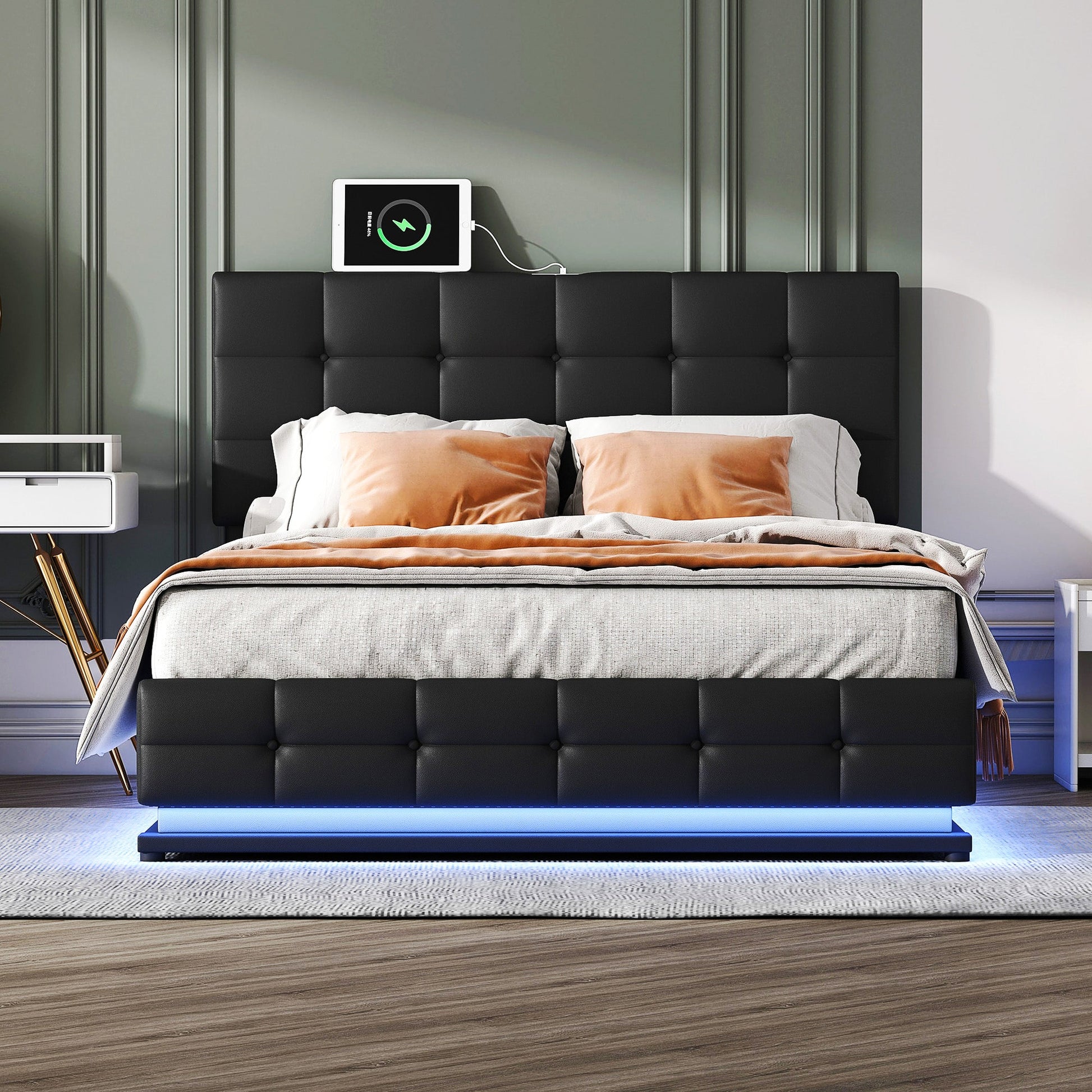 Queen Bed Tufted Upholstered Platform Bed with Hydraulic Storage System F401 - Lusy Store