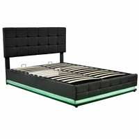Queen Bed Tufted Upholstered Platform Bed with Hydraulic Storage System F401 - Lusy Store