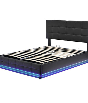Queen Bed Tufted Upholstered Platform Bed with Hydraulic Storage System F401 - Lusy Store