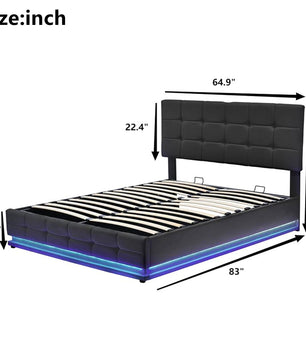 Queen Bed Tufted Upholstered Platform Bed with Hydraulic Storage System F401 - Lusy Store