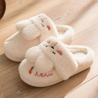 Rabbit Slippers Women Non-Slip Soft Warm House Shoes Men Ladies Indoor Bedroom Couples Cartoon - Lusy Store LLC