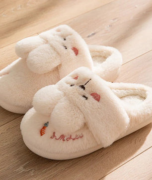 Rabbit Slippers Women Non-Slip Soft Warm House Shoes Men Ladies Indoor Bedroom Couples Cartoon - Lusy Store LLC
